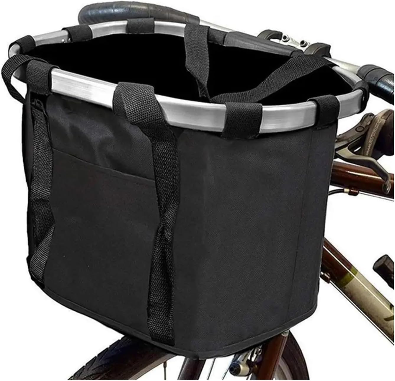 Bicycle basket - Front bike basket - Small dog carrier - Removable mountain bike handlebar tube - Hanging foldable luggage bag with a load capacity of 5 kg - Black - Image 2