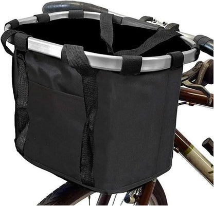 Bicycle basket - Front bike basket - Small dog carrier - Removable mountain bike handlebar tube - Hanging foldable luggage bag with a load capacity of 5 kg - Black - Image 2