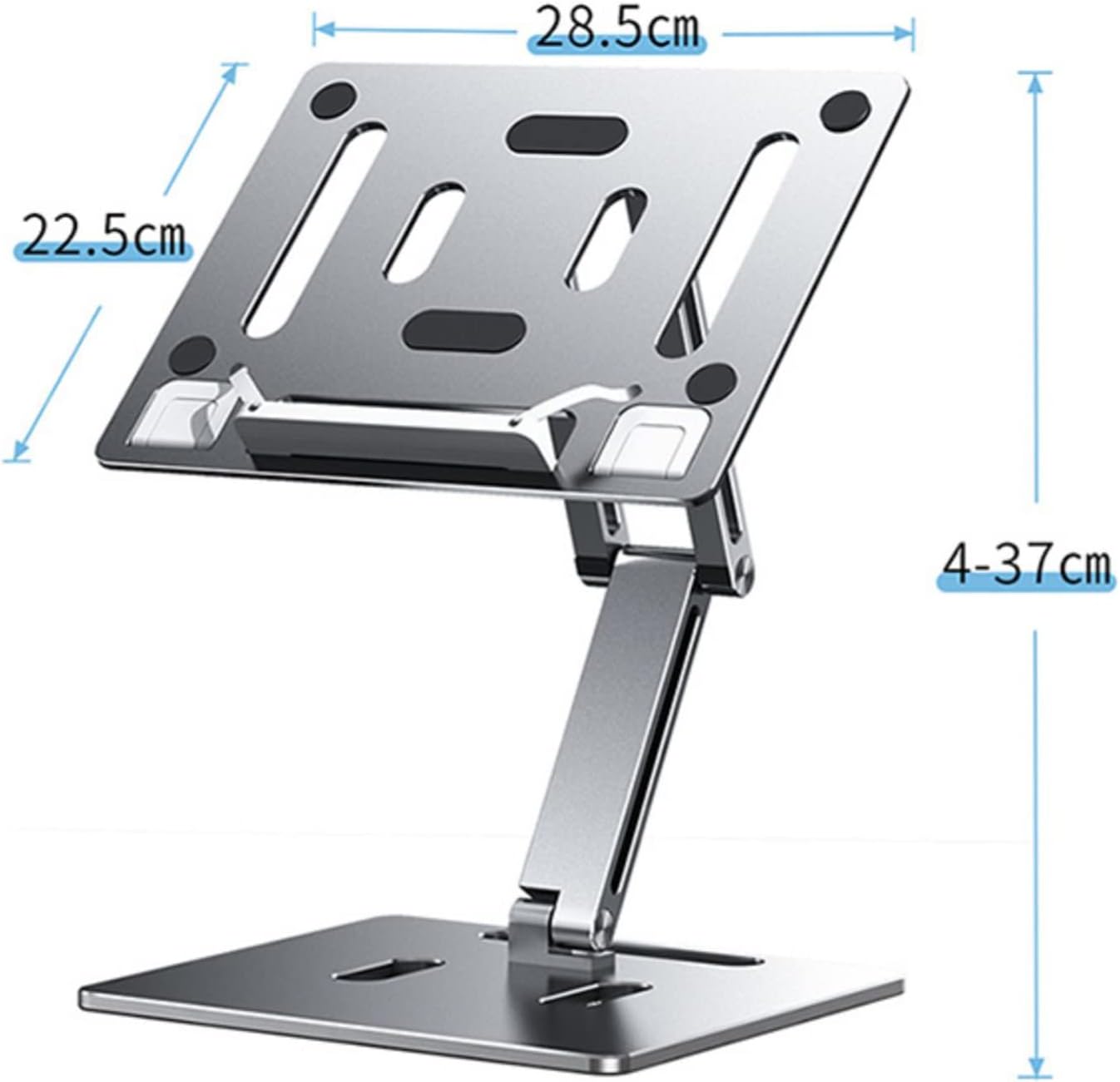 Computer Stand - Adjustable Lift Stand - Suitable for laptop, tablet, textbooks, cookbooks and magazines - Cooling vents - Metal - Silver - Image 5