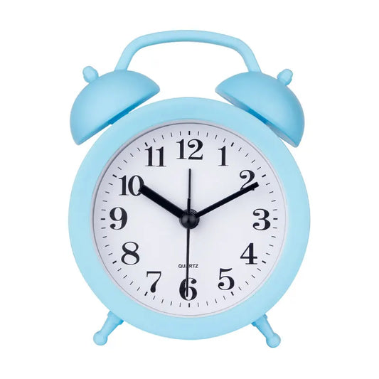 Children's Twin Bell Alarm Clock with Analogue Display, Battery Powered Bedside Clock for Bedroom, Study Desk and Gift Giving, Blue