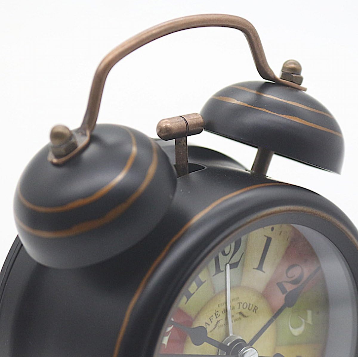 Alarm Clock - Retro Mini Silent Alarm Clock - with Night Light - Retro Arabic Digital Analog Quartz Alarm Clock - Ticking Double Bell Alarm Clock - Desk Clock with Alarm - Silent Clock - Image 3