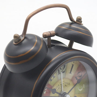 Alarm Clock - Retro Mini Silent Alarm Clock - with Night Light - Retro Arabic Digital Analog Quartz Alarm Clock - Ticking Double Bell Alarm Clock - Desk Clock with Alarm - Silent Clock - Image 3