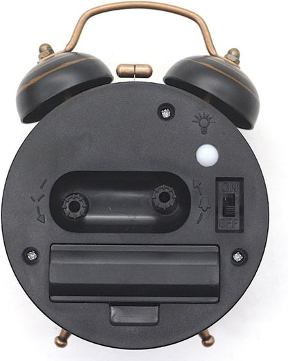 Alarm Clock - Retro Mini Silent Alarm Clock - with Night Light - Retro Arabic Digital Analog Quartz Alarm Clock - Ticking Double Bell Alarm Clock - Desk Clock with Alarm - Silent Clock - Image 4