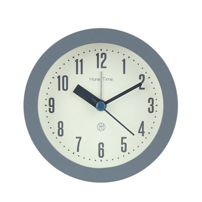 Alarm clock - Children's alarm clock - Round silent analogue alarm clock without ticking - Wake up gently - Increasing volume - Battery operated - Snooze and light function - Easy to set desk alarm clock