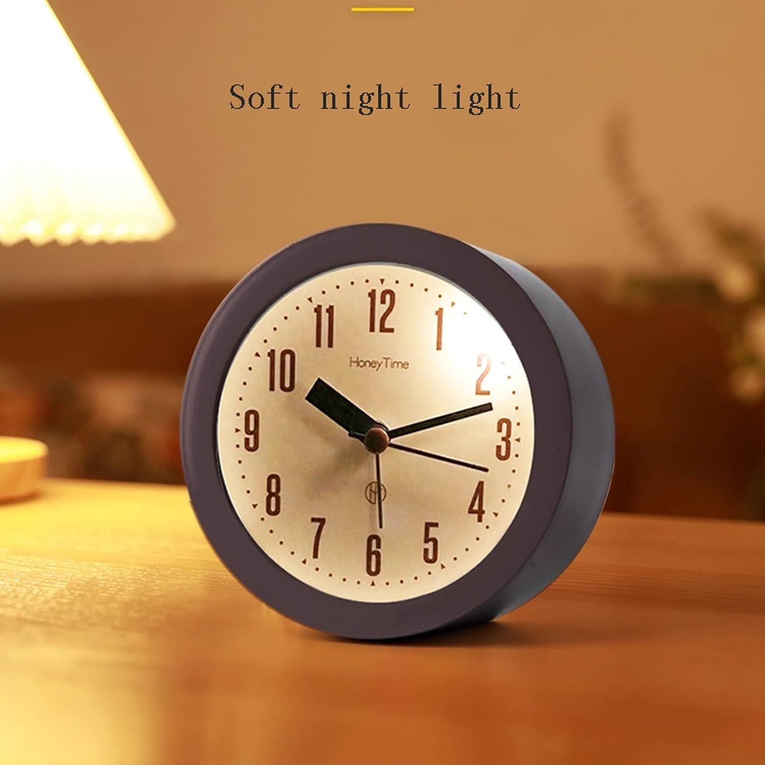 Alarm clock - Children's alarm clock - Round silent analogue alarm clock without ticking - Wake up gently - Increasing volume - Battery operated - Snooze and light function - Easy to set desk alarm clock - Image 4