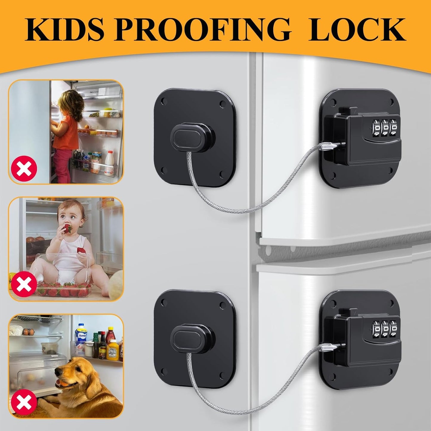 Child Lock Window Locks Refrigerator Locks - Suitable for Baby Safety - High Quality Child-Proof Refrigerator Locks - Strong Self-Adhesive No Drilling Required Window Drawer Cabinet - Pack of 2 - Image 3