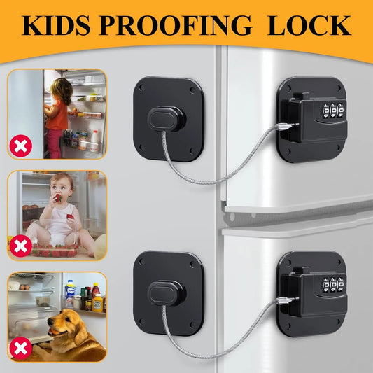 2 Pack Child Safety Locks with Strong Self-Adhesive Pads for Refrigerators, Windows, Drawers and Cabinets, No Drill, Black - Image 3