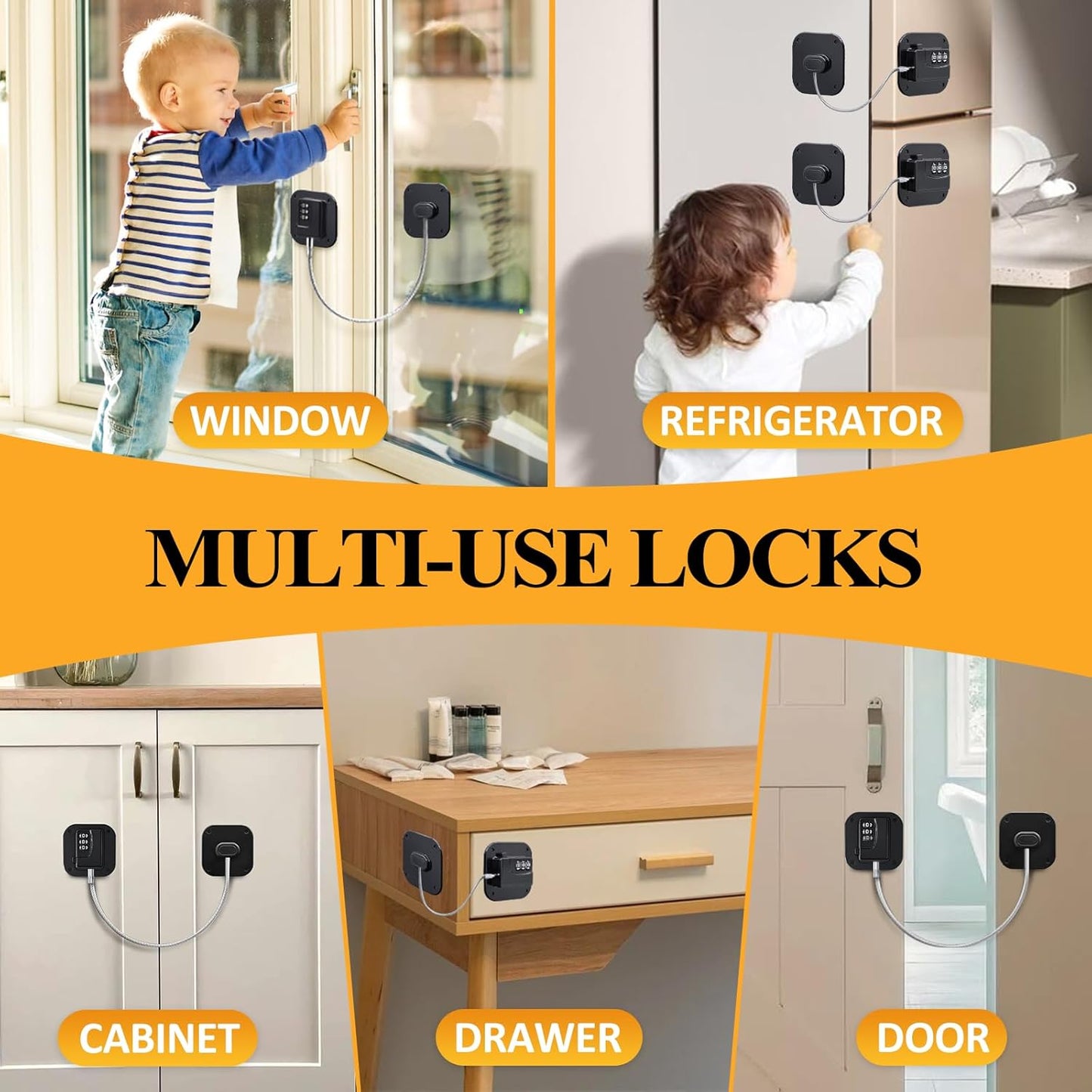 Child Lock Window Locks Refrigerator Locks - Suitable for Baby Safety - High Quality Child-Proof Refrigerator Locks - Strong Self-Adhesive No Drilling Required Window Drawer Cabinet - Pack of 2 - Image 4