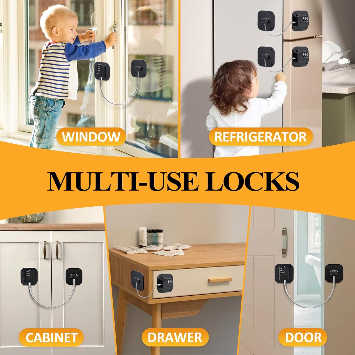 Child Lock Window Locks Refrigerator Locks - Suitable for Baby Safety - High Quality Child-Proof Refrigerator Locks - Strong Self-Adhesive No Drilling Required Window Drawer Cabinet - Pack of 2 - Image 4