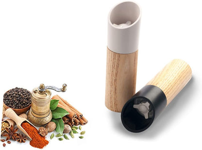 Pepper Mill - Manual Ceramic - Wooden Kitchen Utensil - For Freshly Ground Spices - Easy to Clean - 160mm * 45mm - White - Image 2