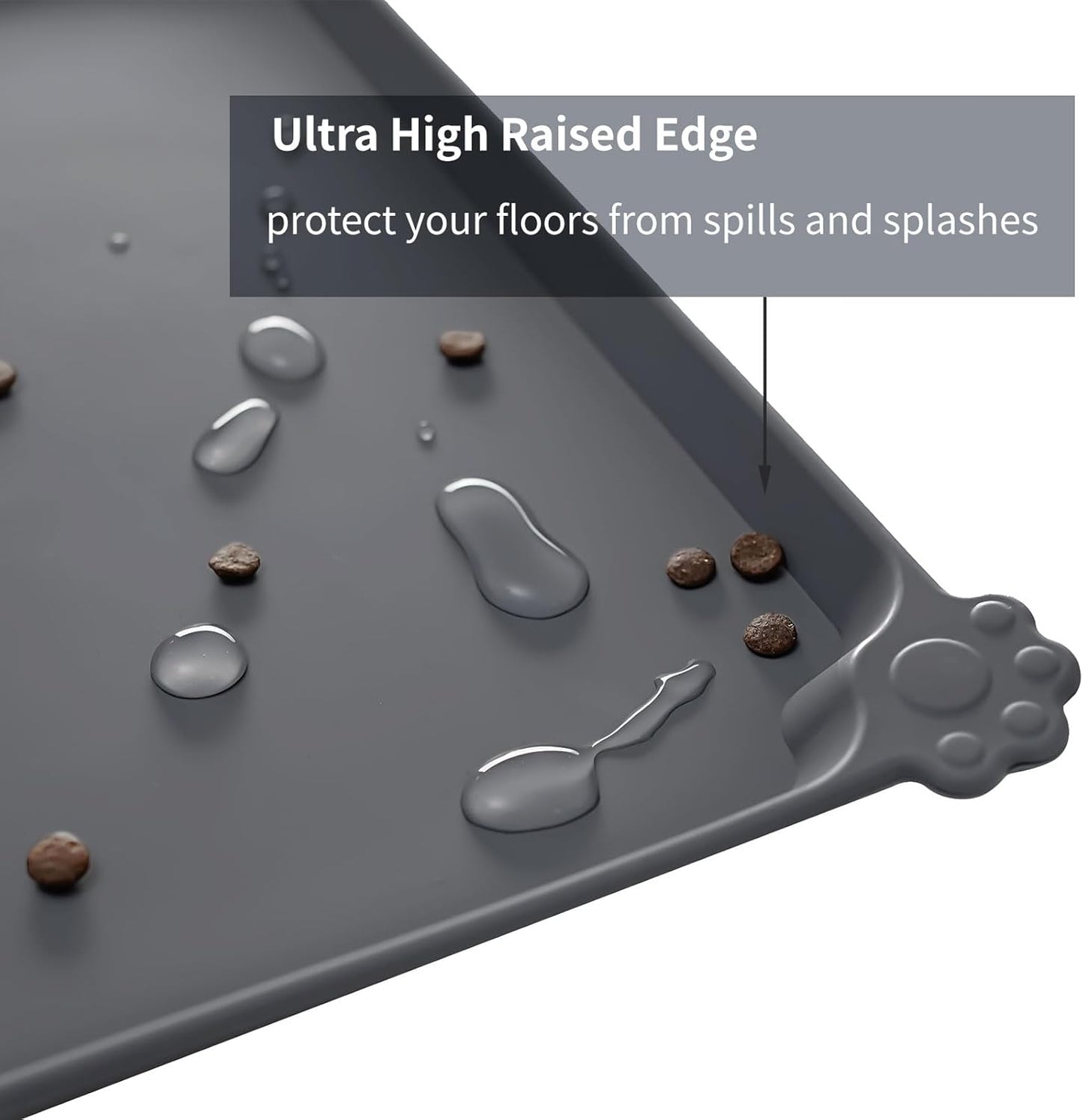 Pet Feeding Mat - Waterproof, Thick & Weighted - Place Mats for Cat & Dog Water Bowls - Dog & Cat Feeding Mats for Messy Water Bowls - Prevents Spills & Protects Floors - Image 2