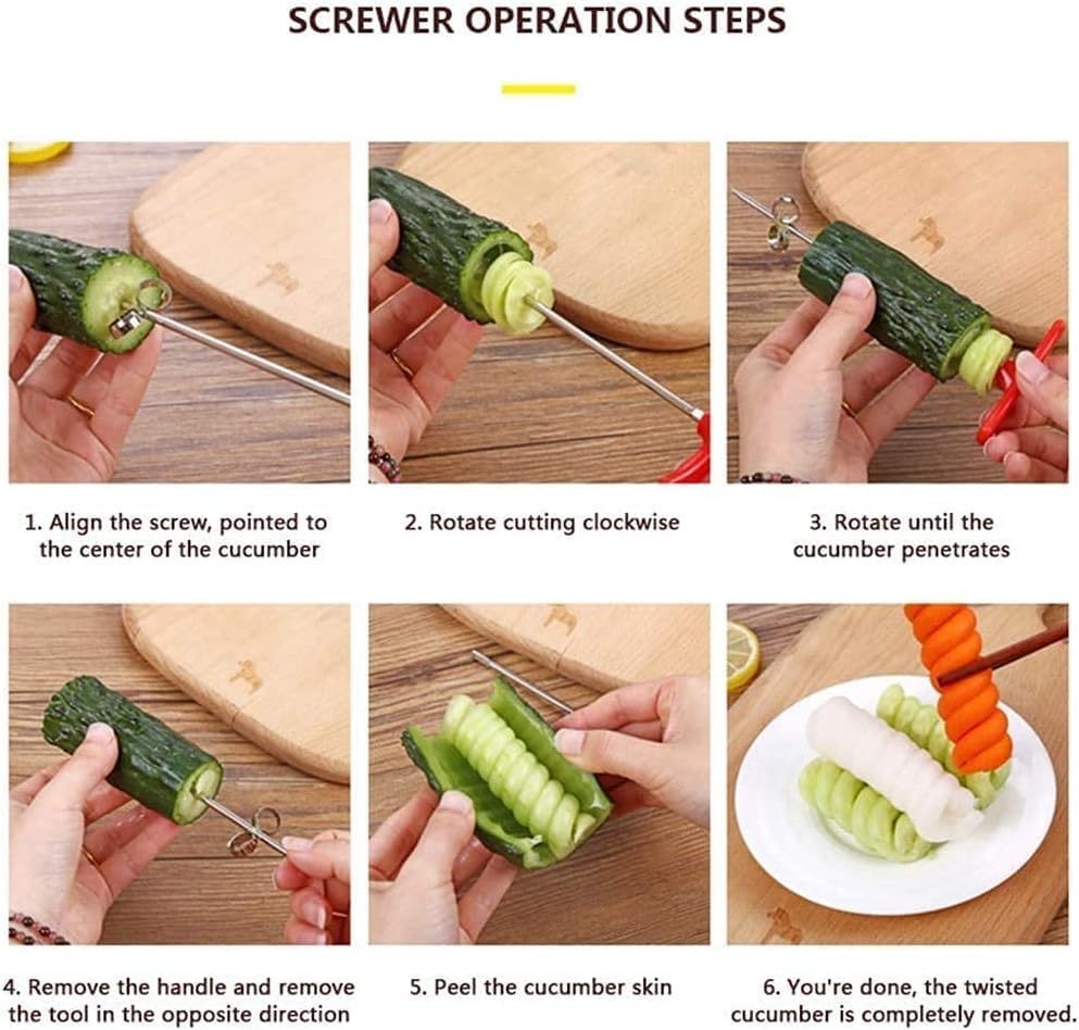 Vegetable cutter - Cutting tools - Potato, carrot, cucumber salad cutter - Manual spiral cutter - Baking - 20 pieces - Image 5