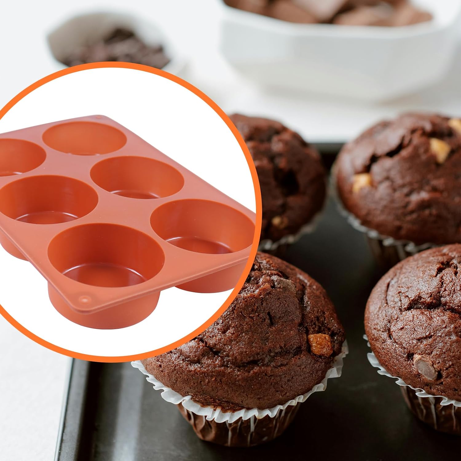 Muffin Tin - Yorkshire Pudding Pan with 6 Cavities - Silicone Cupcake Molds for Baking - Silicone Muffin Molds, Non-Stick Muffin Molds, Cookie Jelly Molds - Pack of 2 - Image 4