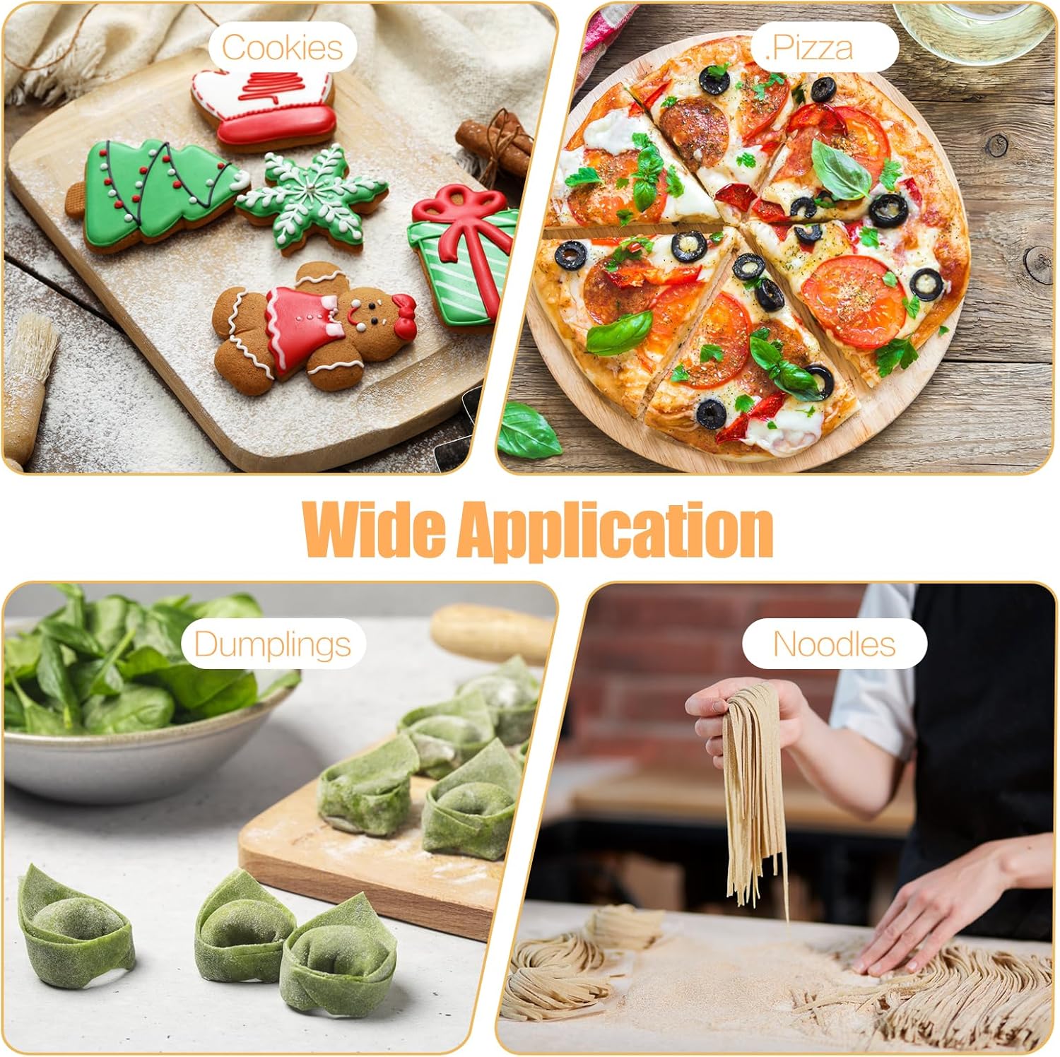 Rolling Pin - Beech Wood - Smooth Non-Stick Coating - Suitable for Baking Dough, Fudge, Pizza, Cookies, Bread - Professional Handleless - 30x2.7cm - Image 3