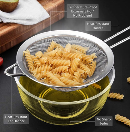 Strainers - Marine Grade Stainless Steel - Fine Mesh - Heat Resistant - No Sharp Edges - Corrosion Resistant - Pack of 3 (8cm, 12cm & 18cm) - Image 2