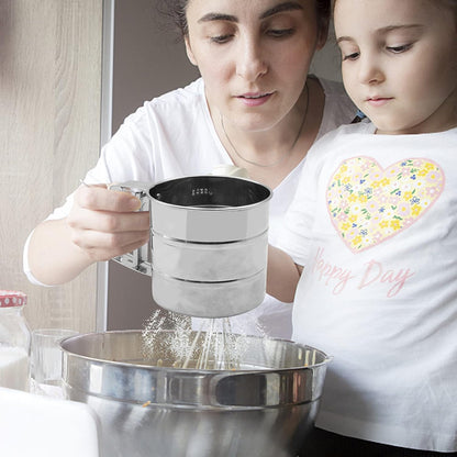 Flour Sieve - Stainless Steel Hand Flour Sieve - Manual Flour Press Cup for Home Kitchens - Large Baking Sieve Cup - For Icing Cake Flour - Silver - Image 4