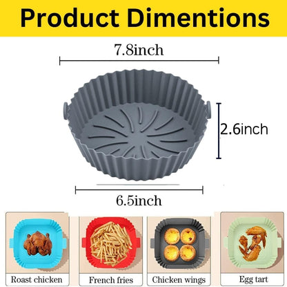 Silicone Air Fryer Liners - Non-Stick, Greaseproof, Waterproof - Food Grade Silicone Baking Pans - Microwave Safe - 7.8 Inch - Pack of 2 - Image 2