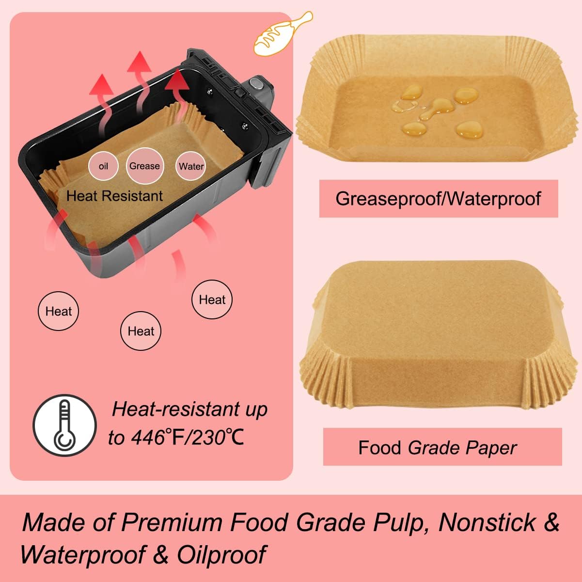 Silicone Baking Paper - Suitable for Airfryer Liners - Compatible with Dual-Zone Fryers - 100 Pieces - Image 2