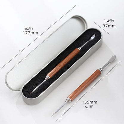 Coffee Latte Art Needle - 304 Stainless Steel Coffee Art Pen - Cappuccino Engraving Pen Double Head - Stainless Steel Espresso Tool - For Latte Decoration - With Wooden Handle - Image 4