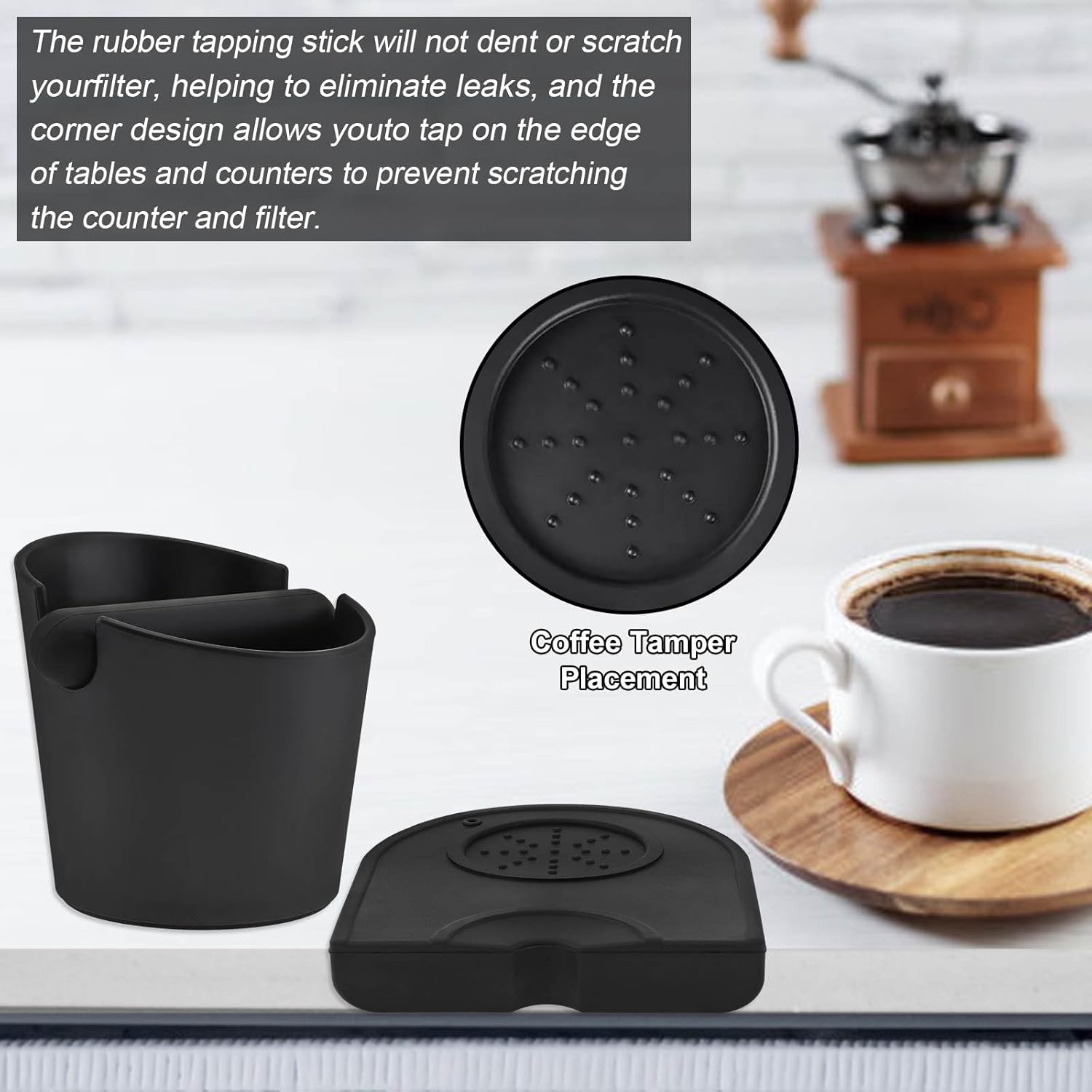 Silicone Coffee Grounds Container + Coffee Mat - Suitable for Office and Home - With Removable Tamper and Non-Slip Base - Image 5