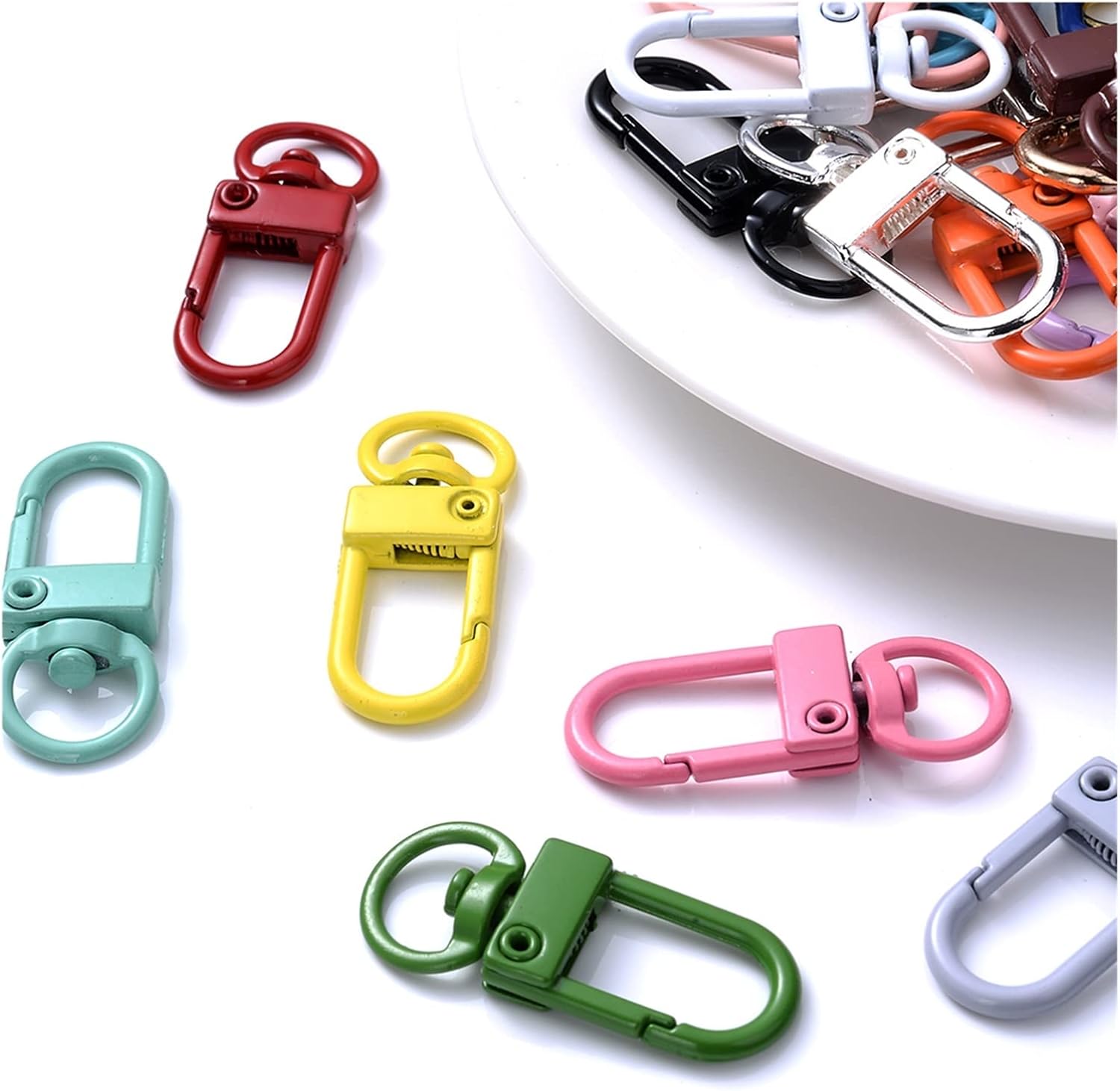 Colorful Key Ring with Lock - Metal Carabiner - Keyring - Car DIY Jewelry Accessories - Pack of 30 (Color: Random) - Image 2