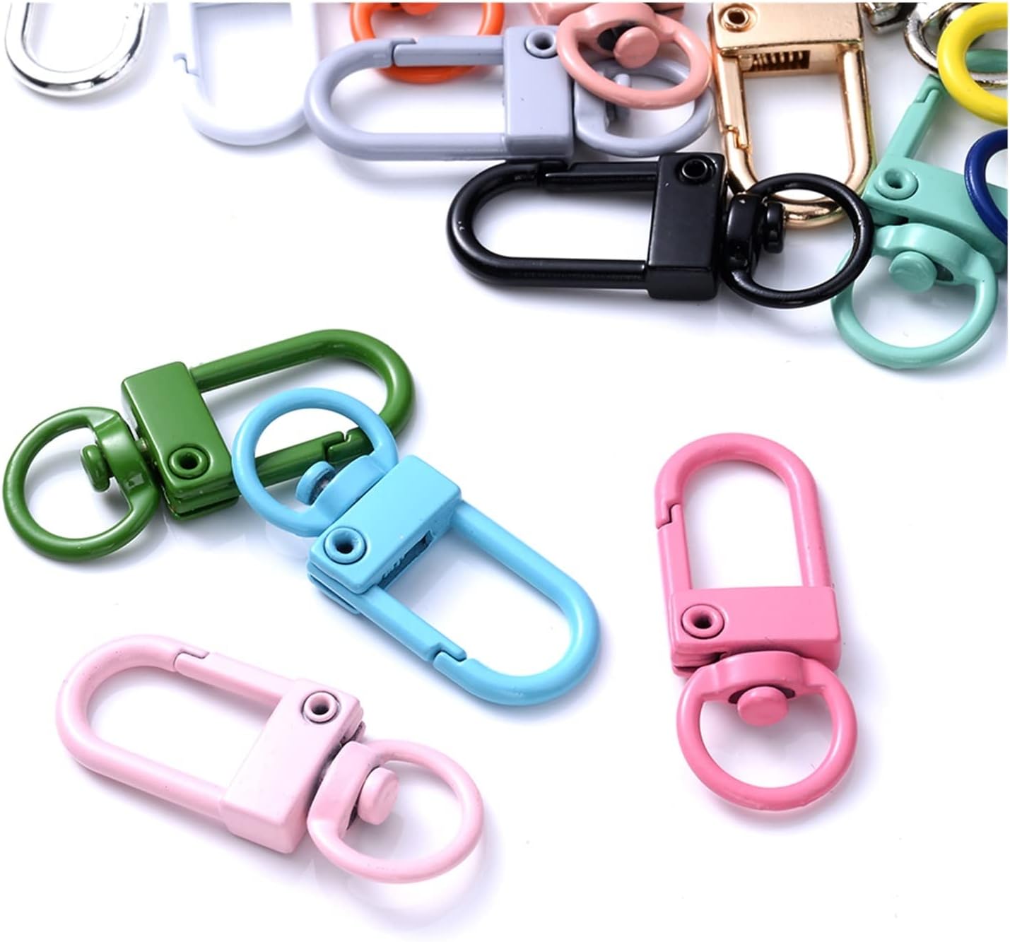 Colorful Key Ring with Lock - Metal Carabiner - Keyring - Car DIY Jewelry Accessories - Pack of 30 (Color: Random) - Image 3