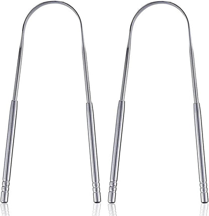 Tongue scraper - Stainless steel tongue cleaner - Freshens breath - Restores taste - Pack of 2