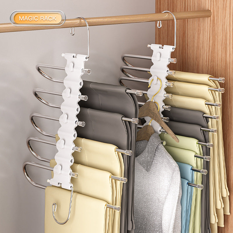 clothes hangers-stainless steel trouser rack-space saving-trouser rack-wardrobe-storage rack-5 tiers-1 - Image 2