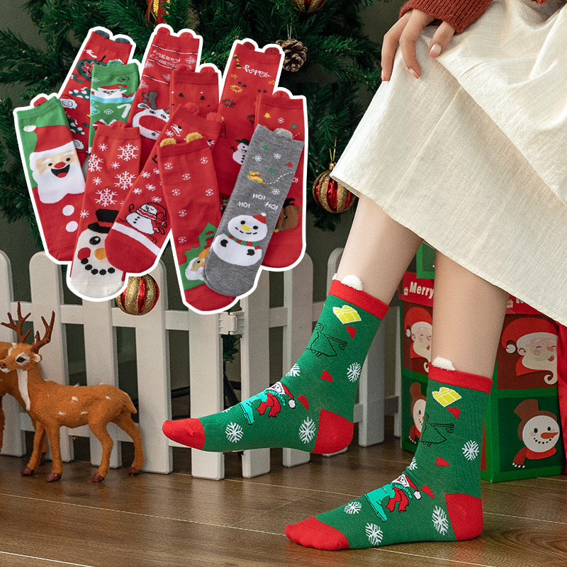 Socks - Christmas socks - Cotton women's socks with cartoon motif - 5 pairs - Image 2