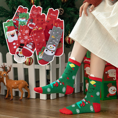 Socks - Christmas socks - Cotton women's socks with cartoon motif - 5 pairs - Image 2