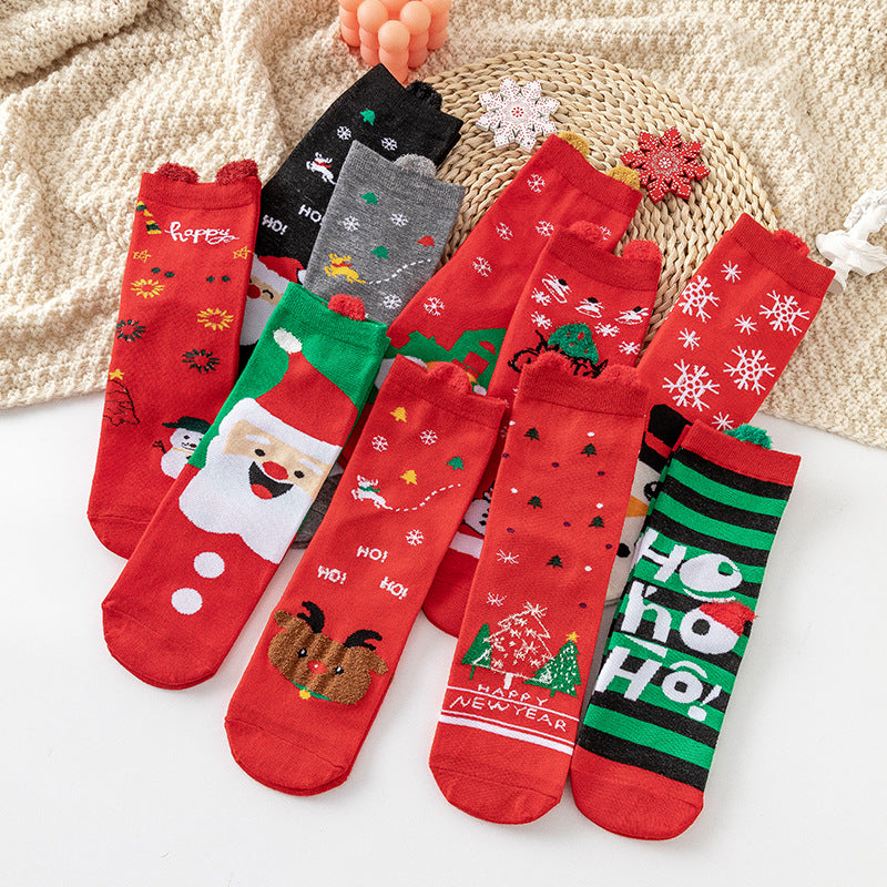 Socks - Christmas socks - Cotton women's socks with cartoon motif - 5 pairs - Image 3