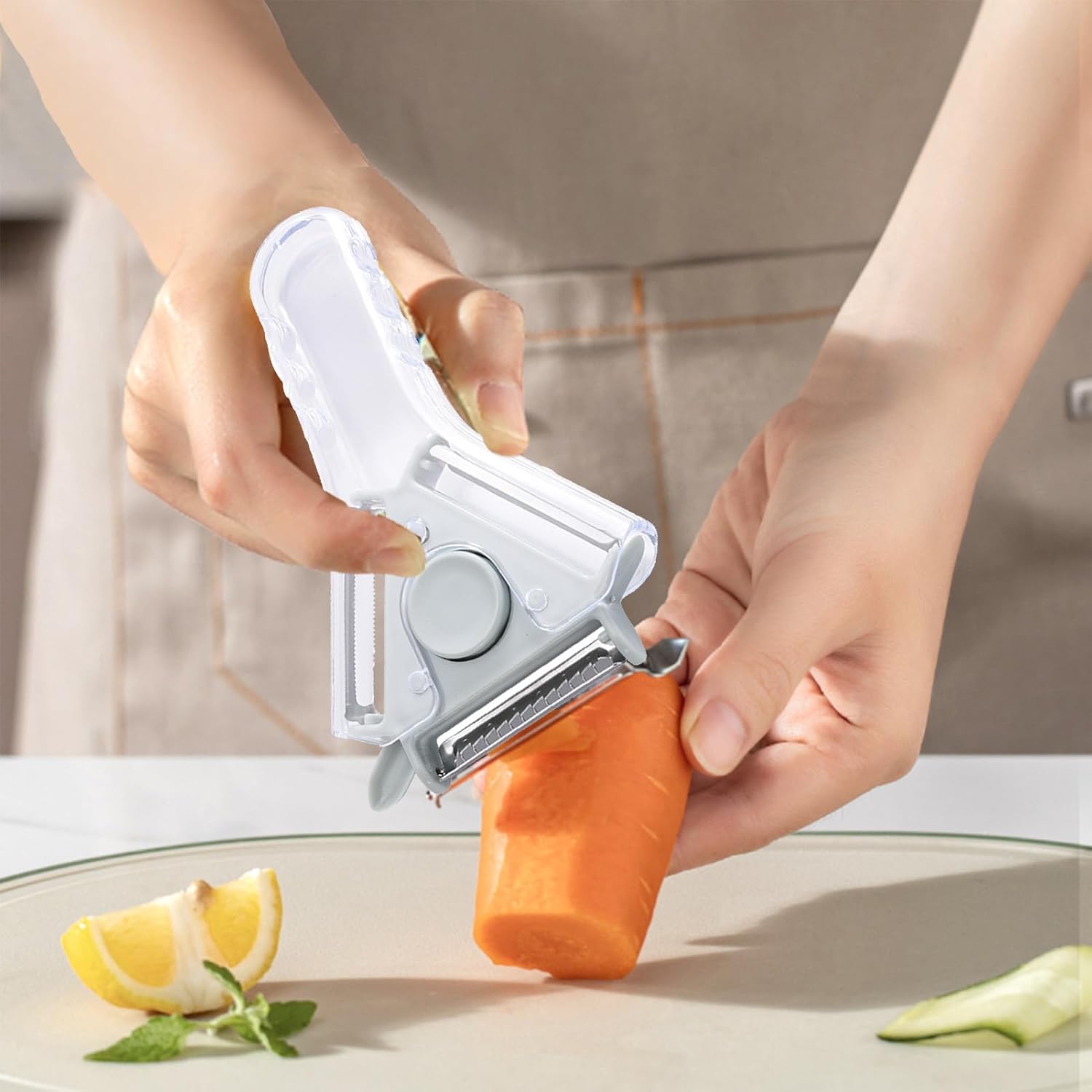 Grater - Cheese Grater - Portable Switchable Peeler - Small Switchable Stainless Steel Food Grater - with Spoon Hole - Blue - Image 2