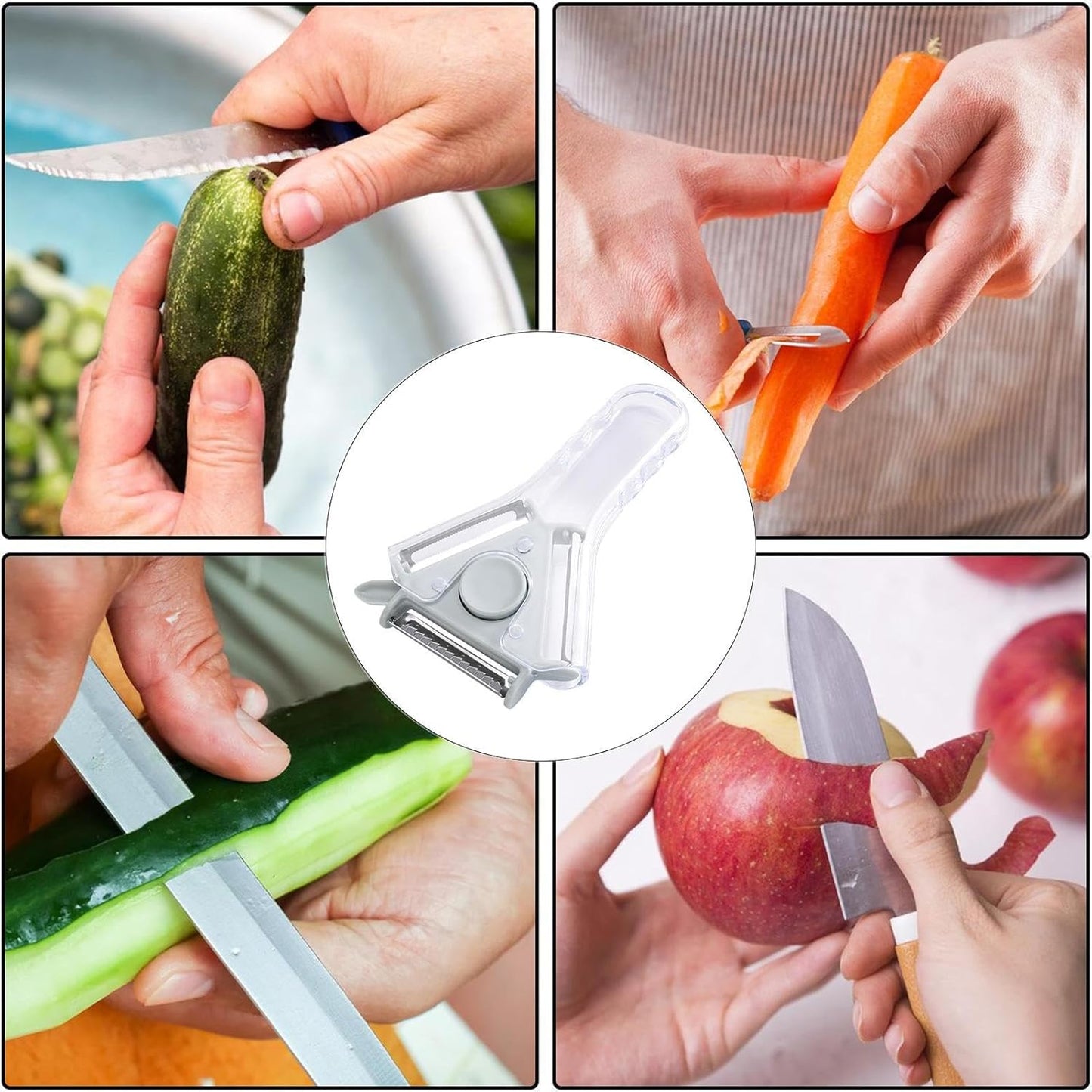 Grater - Cheese Grater - Portable Switchable Peeler - Small Switchable Stainless Steel Food Grater - with Spoon Hole - Blue - Image 4