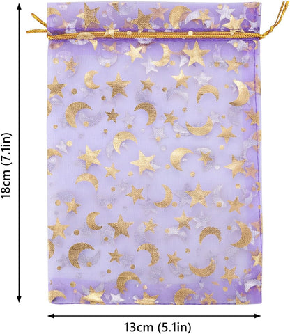 Gift bags - Purple drawstring organza - Wedding jewelry bags - 13x18cm - 100 pieces - Image 2