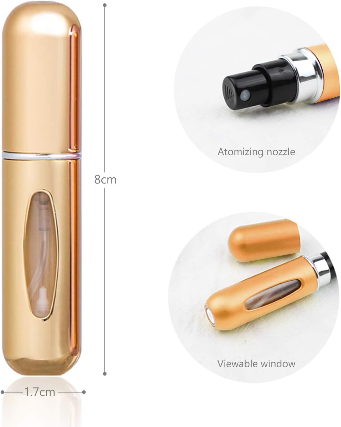 Perfume Spray Bottle 5ml - Mini Travel Atomizer Bottle - Empty Atomizer Bottle with Filling Opening - With Viewing Window - Wallet-Friendly Essential Oil Toner Aftershave - Pack of 5 - Image 3