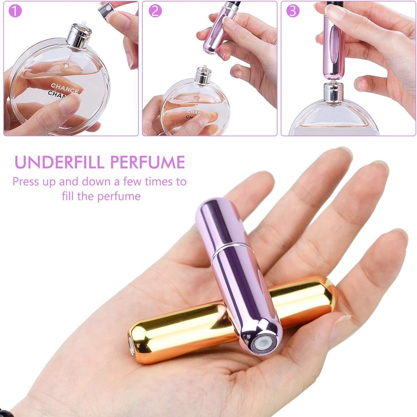 Perfume Spray Bottle 5ml - Mini Travel Atomizer Bottle - Empty Atomizer Bottle with Filling Opening - With Viewing Window - Wallet-Friendly Essential Oil Toner Aftershave - Pack of 5 - Image 4