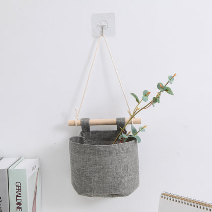 Hanging Storage Bag with Pockets - Hanging Storage Bag in Cotton and Linen - Over-the-Door Wall Organizer - Suitable for Bedroom and Bathroom - 3 Layers - Gray - Image 3