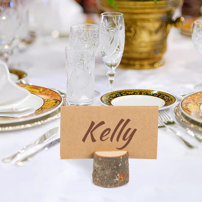 Wooden Place Cards (20) + Kraft Cards (20) - Wooden Card Holders - Wooden Place Cards - Rustic Wooden Photo Holders - Wedding Decorations - Image 3