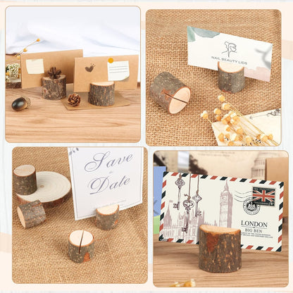 Wooden Place Cards (20) + Kraft Cards (20) - Wooden Card Holders - Wooden Place Cards - Rustic Wooden Photo Holders - Wedding Decorations - Image 5