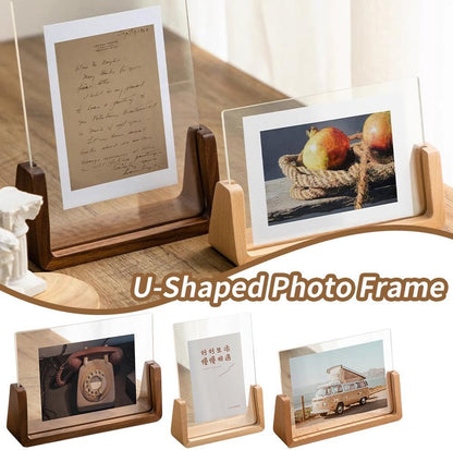 Photo Frame - Solid Wood Photo Frame - Acrylic - Table Decoration - Creative Gift Ornaments - U-Shaped Photo Frame - 178*127mm - Image 2