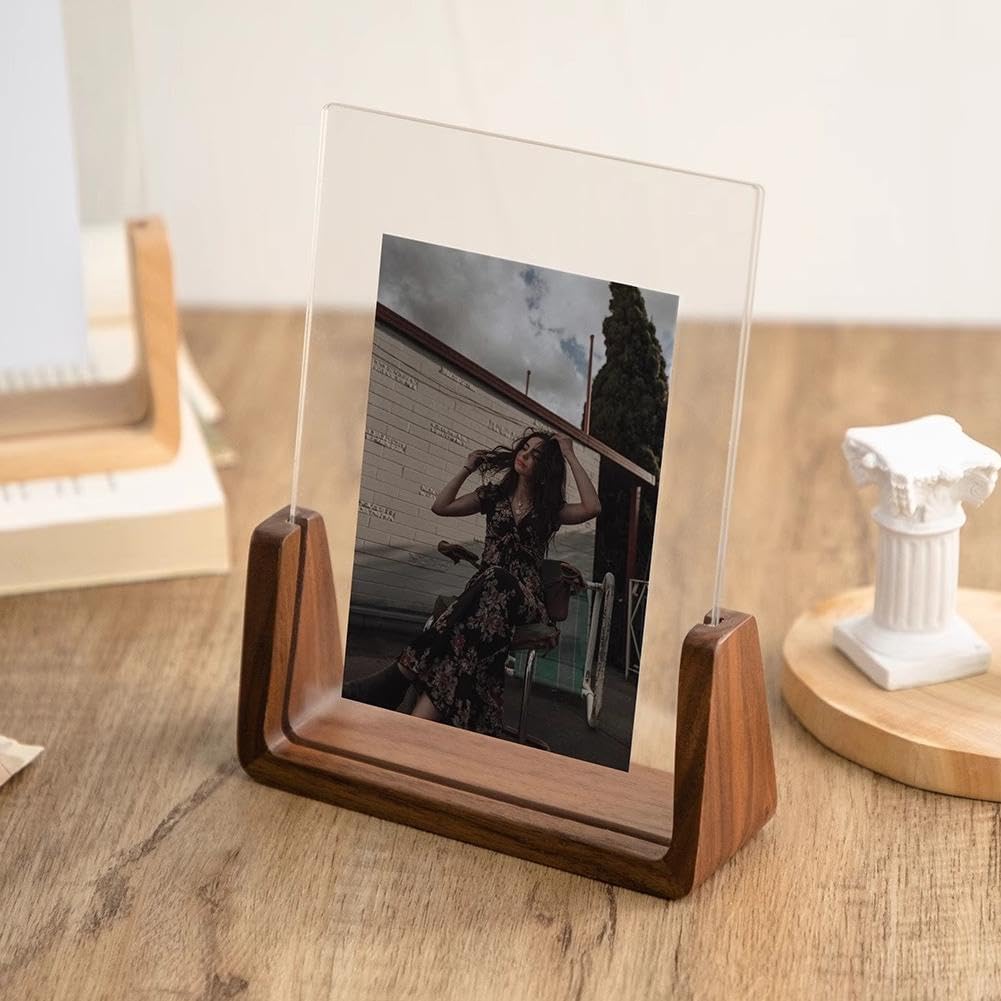 Photo Frame - Solid Wood Photo Frame - Acrylic - Table Decoration - Creative Gift Ornaments - U-Shaped Photo Frame - 178*127mm - Image 3
