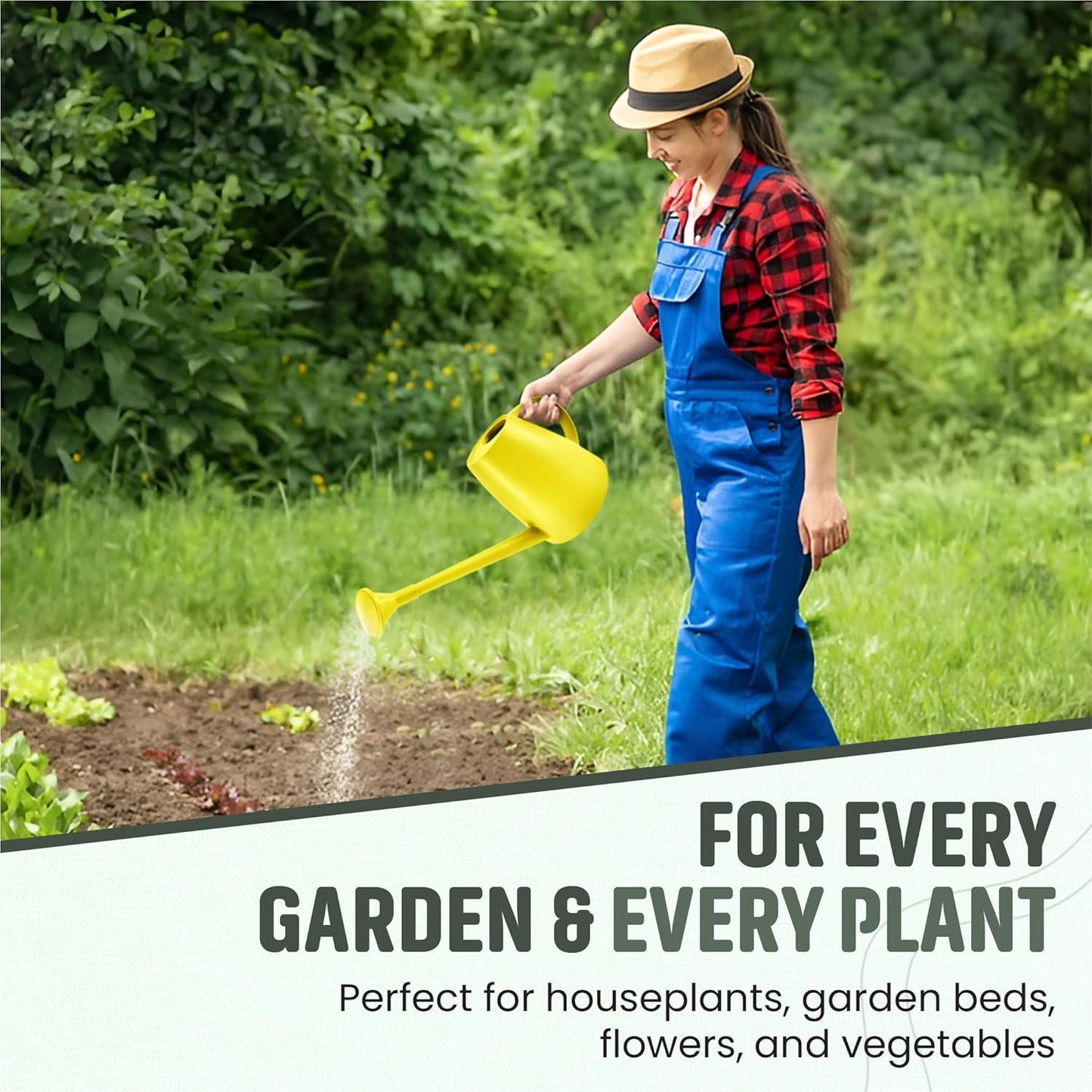Plastic watering can - Plastic sprayer - Durable garden watering can - For plants and flowers - Easy-to-pour watering can for outdoor and indoor use - 1.8L Yellow - Image 2