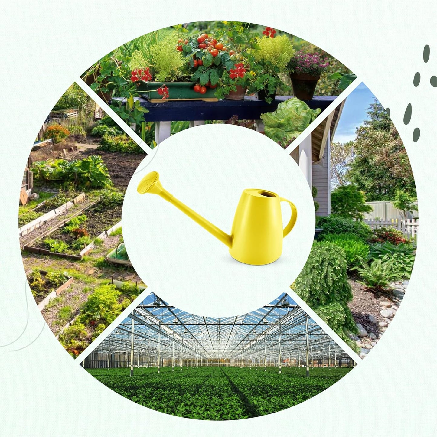 Plastic watering can - Plastic sprayer - Durable garden watering can - For plants and flowers - Easy-to-pour watering can for outdoor and indoor use - 1.8L Yellow - Image 3