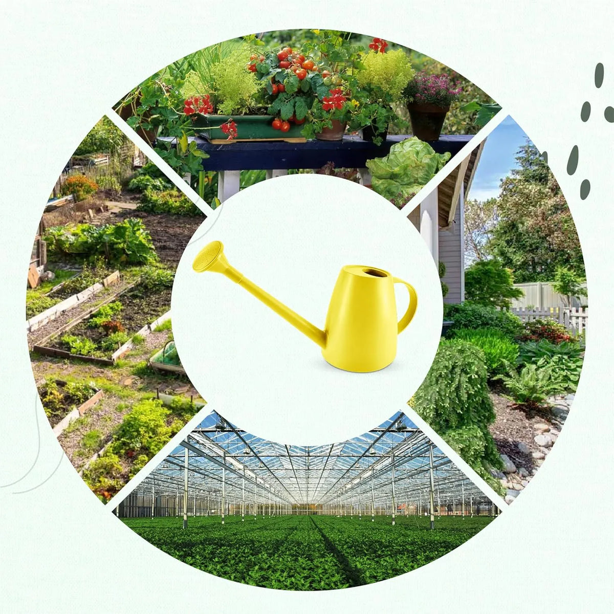 Plastic watering can - Plastic sprayer - Durable garden watering can - For plants and flowers - Easy-to-pour watering can for outdoor and indoor use - 1.8L Yellow - Image 3