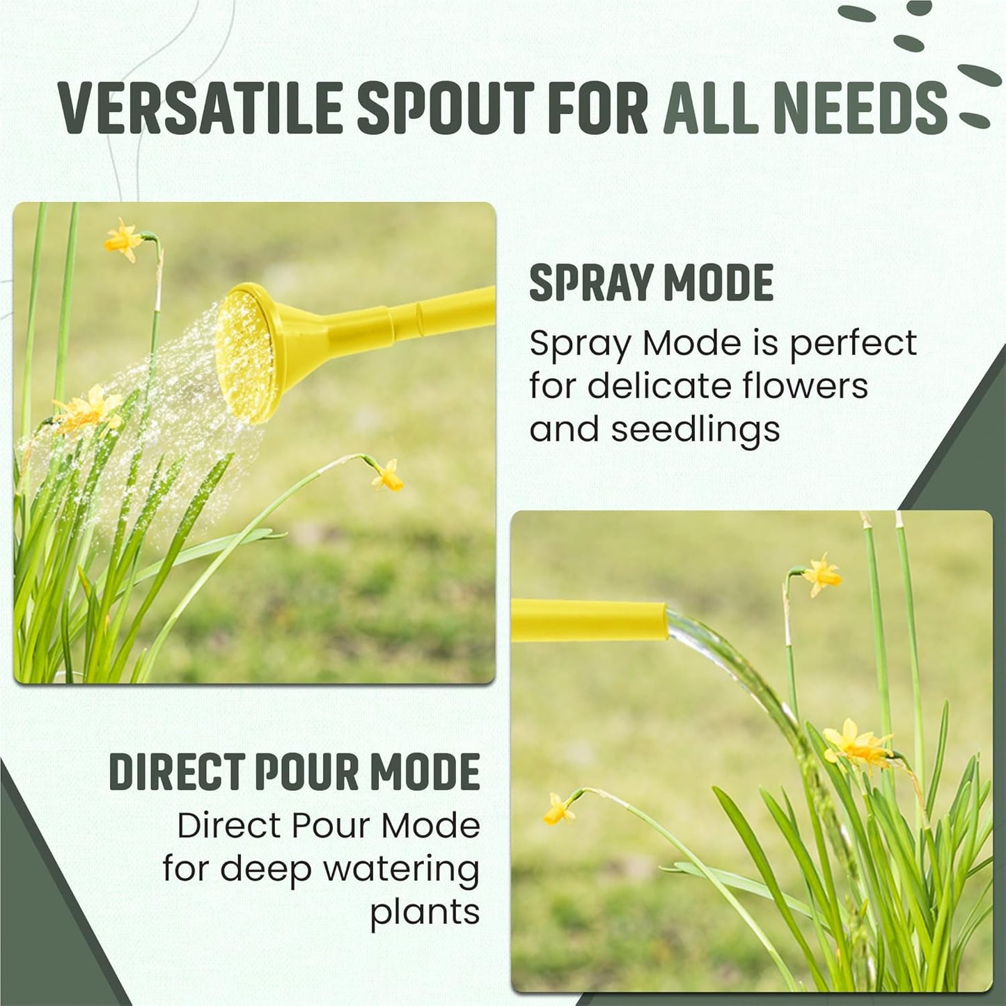 Plastic watering can - Plastic sprayer - Durable garden watering can - For plants and flowers - Easy-to-pour watering can for outdoor and indoor use - 1.8L Yellow - Image 4