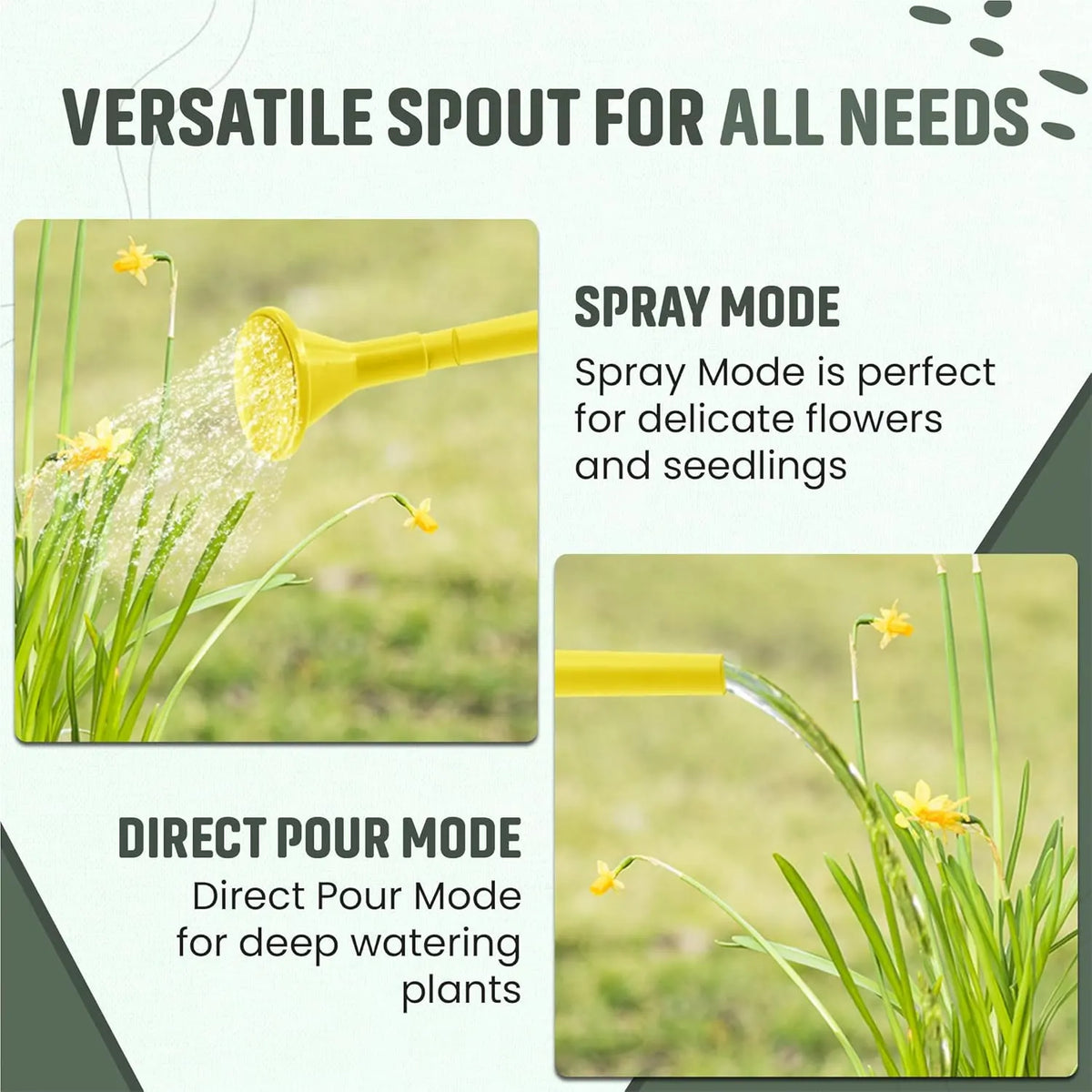 Plastic watering can - Plastic sprayer - Durable garden watering can - For plants and flowers - Easy-to-pour watering can for outdoor and indoor use - 1.8L Yellow - Image 4
