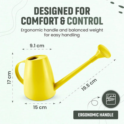 Plastic watering can - Plastic sprayer - Durable garden watering can - For plants and flowers - Easy-to-pour watering can for outdoor and indoor use - 1.8L Yellow - Image 5