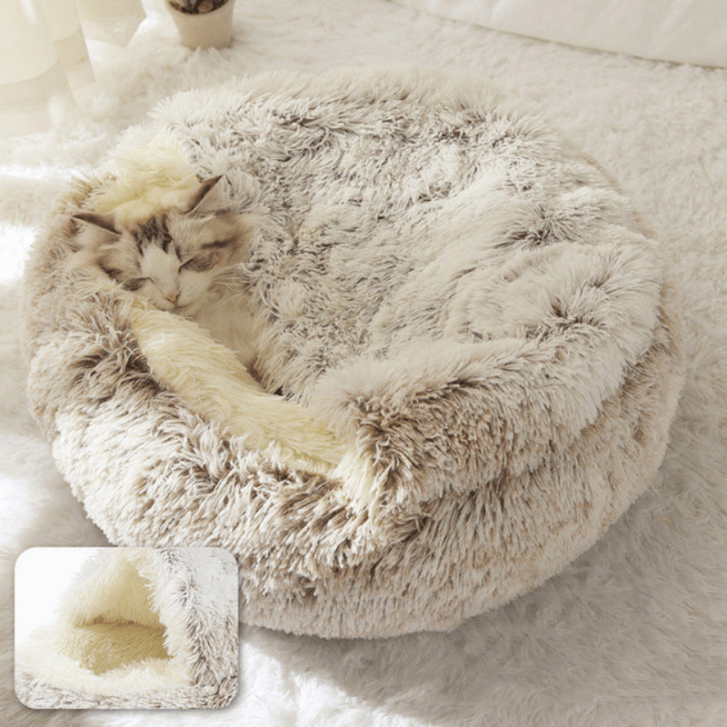Cat bed - pet tent - kitten bed, dog pet, plush slippers, soft puppy sleeping bag, warm and comfortable, cat bed - gray - 40*40cm - Image 2