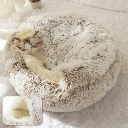 Cat bed - pet tent - kitten bed, dog pet, plush slippers, soft puppy sleeping bag, warm and comfortable, cat bed - gray - 40*40cm - Image 2