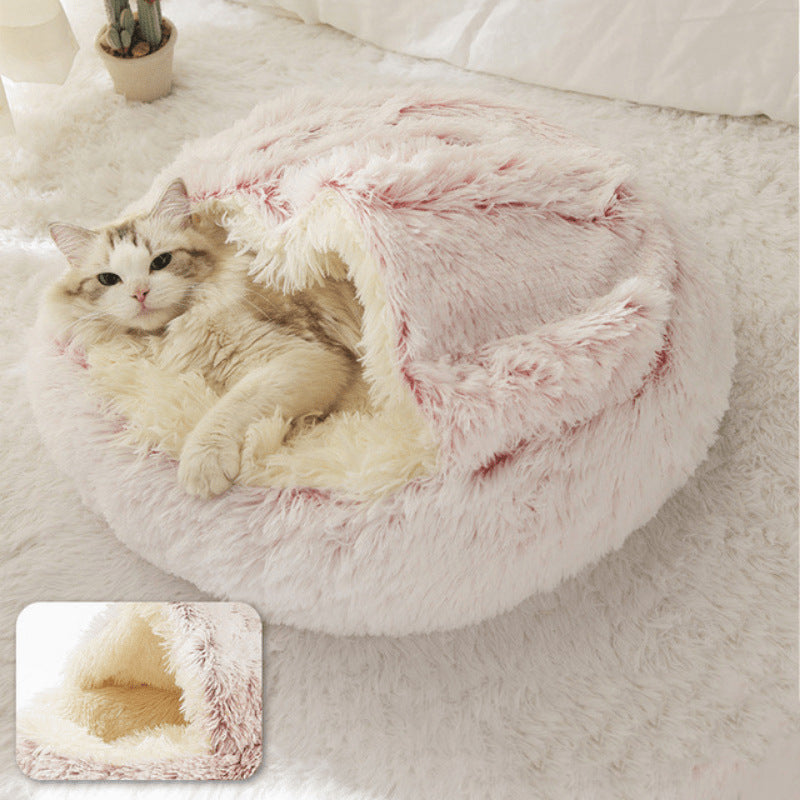 Cat bed - pet tent - kitten bed, dog pet, plush slippers, soft puppy sleeping bag, warm and comfortable, cat bed - gray - 40*40cm - Image 3